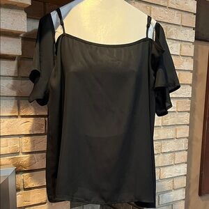 C.O.C sheer, cold shoulder, camisole, curvy fit Elegant  Black Women's Top